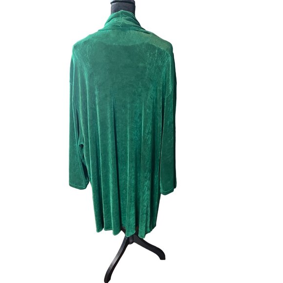 Plus By Peggy Lutz Green Textured Slinky Cardigan Short Sleeve Top Set 18/20 - Picture 6 of 11